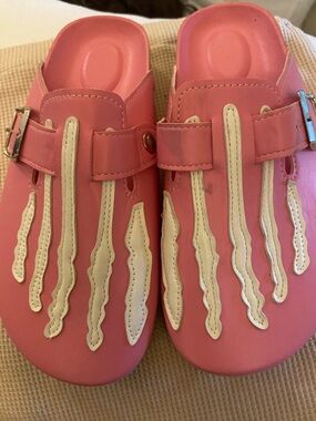 Pink Slip-On Clog Shoes with White Trim